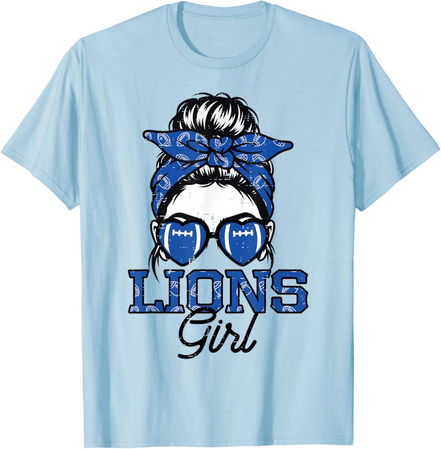 Lion Girl Sunglasses Women Kids Boys Girls Youth Men Teen T-Shirt - T-Shirt | Light Blue