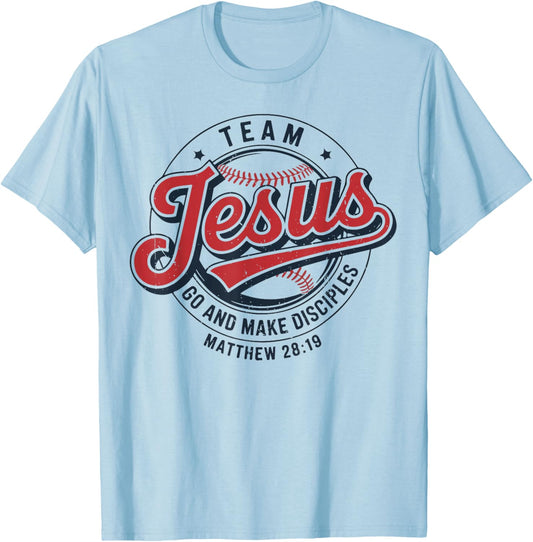 Toddler Team Jesus Baseball Christian Youth Boy Religious T-Shirt - T-Shirt | Light Blue
