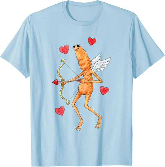 Marcus The Worm Valentine Cupid Meme Design T-Shirt - T-Shirt | Light Blue