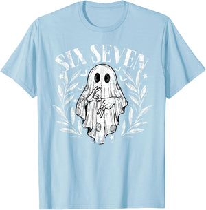 Fun Six Seven Meme 6 7 Halloween Ghost Costume T-Shirt - T-Shirt | Light Blue