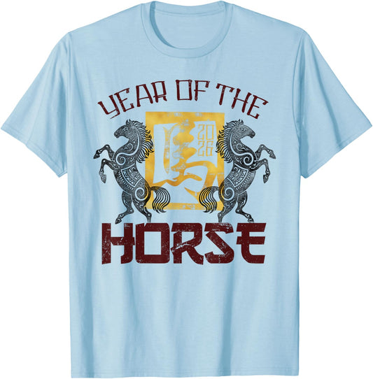 2026 Year of The Horse Chinese Zodiac Chinese New Year T-Shirt - T-Shirt | Light Blue