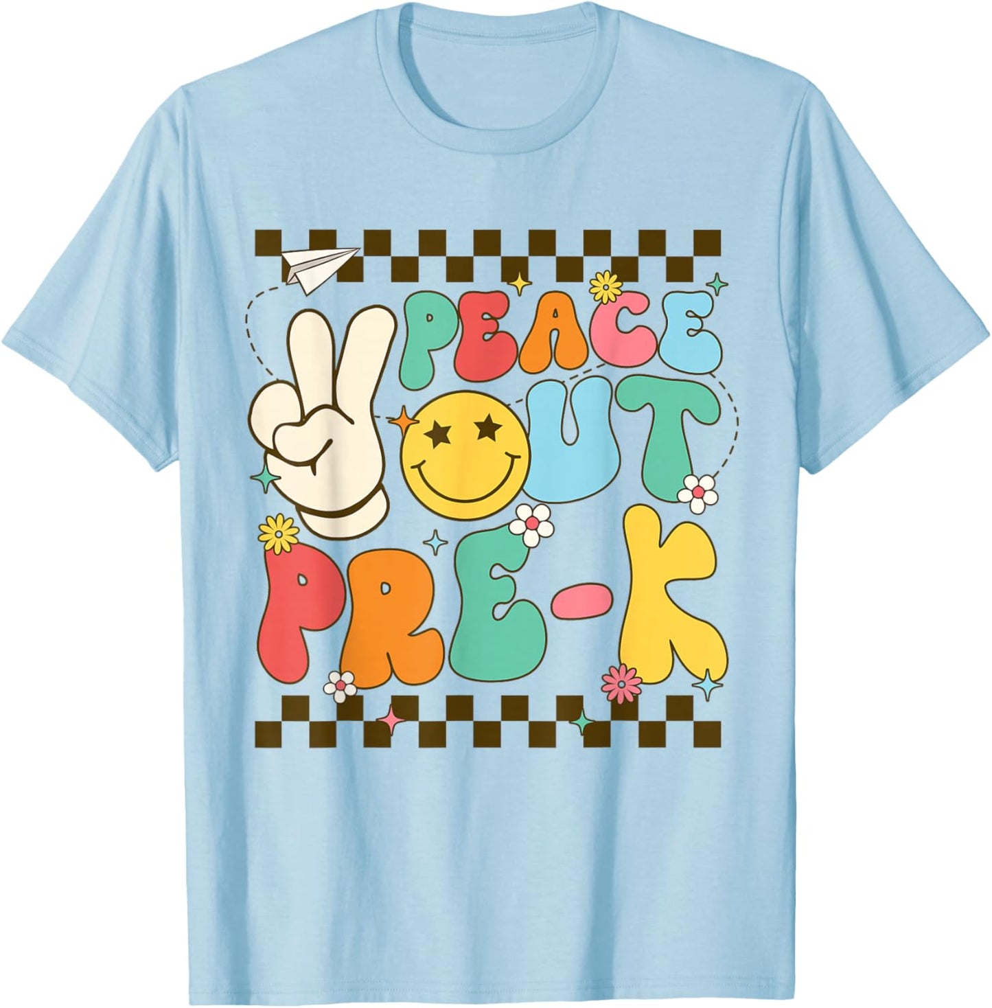 Last Day of Pre K Peace Out Pre K Graduation T-Shirt - T-Shirt | Light Blue