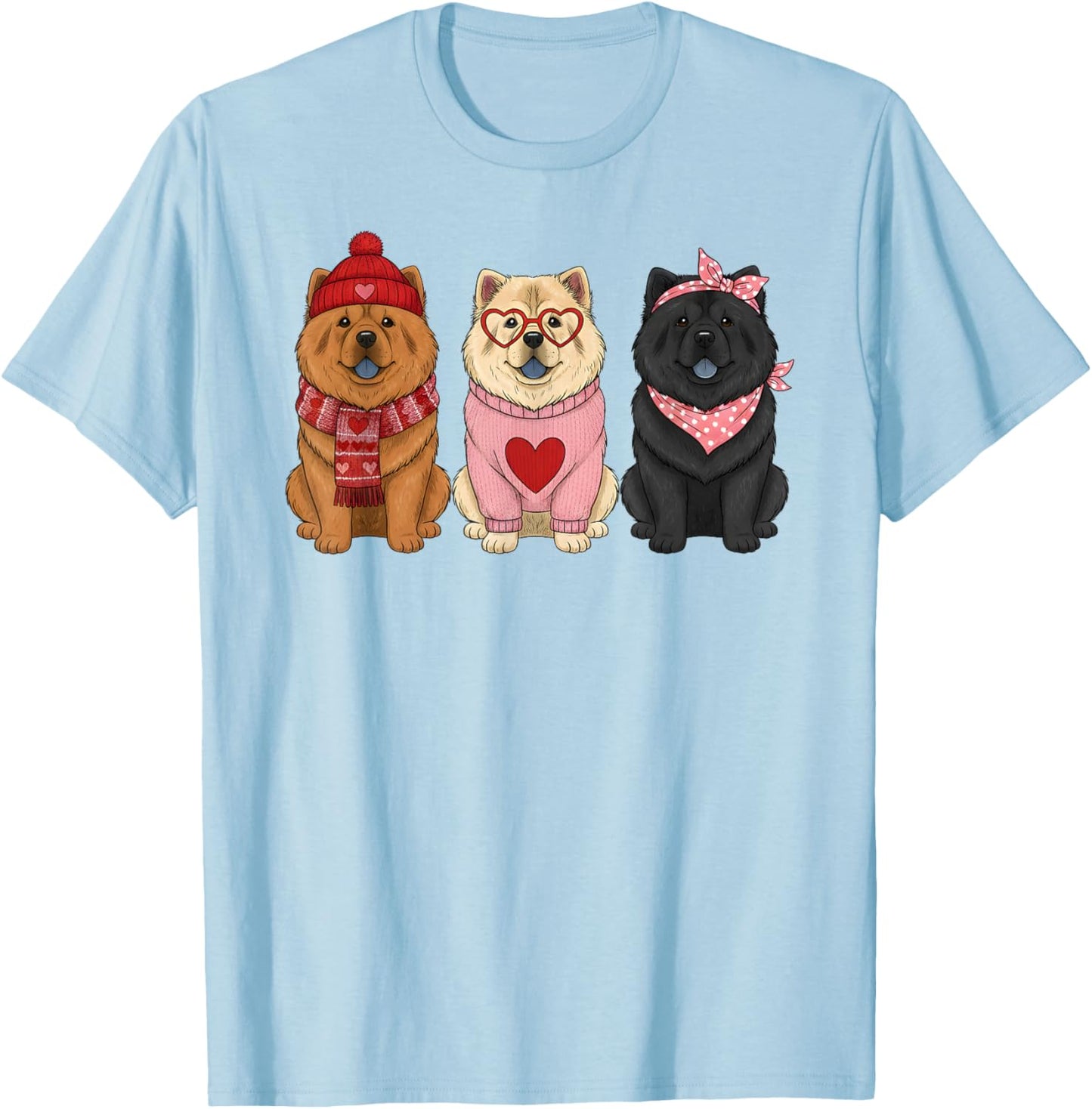 Cute Chow Chow Valentine Dog T-Shirt - T-Shirt | Light Blue