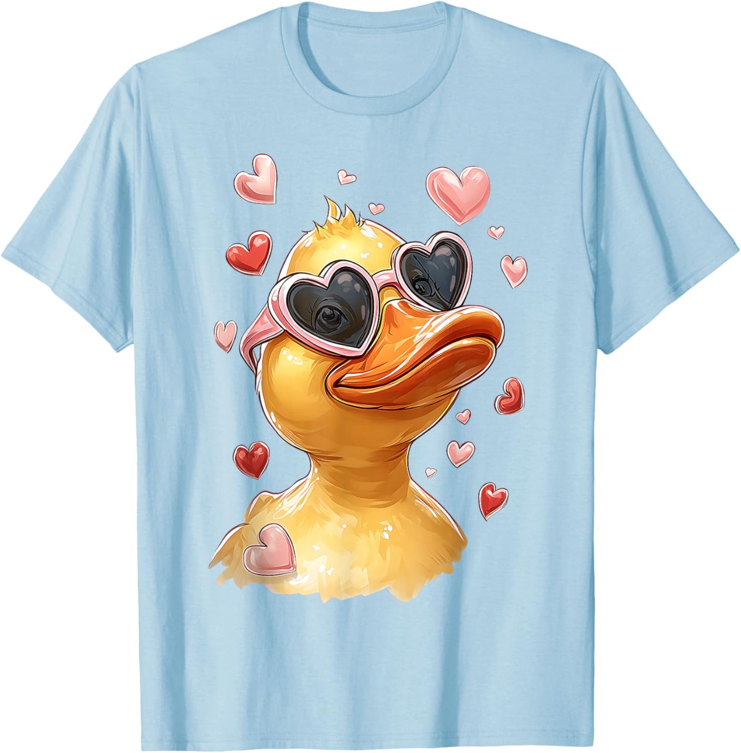 Rubber Duck Yellow Duckie Valentine's Day Heart Sunglasses T-Shirt - T-Shirt | Light Blue