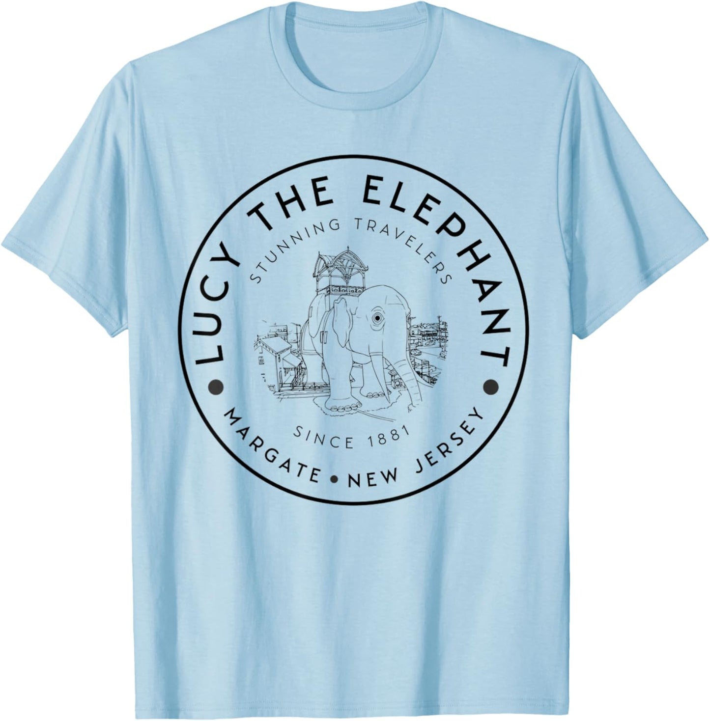 Lucy The Elephant – Margate NJ Landmark - Roadside T-Shirt - T-Shirt | Light Blue