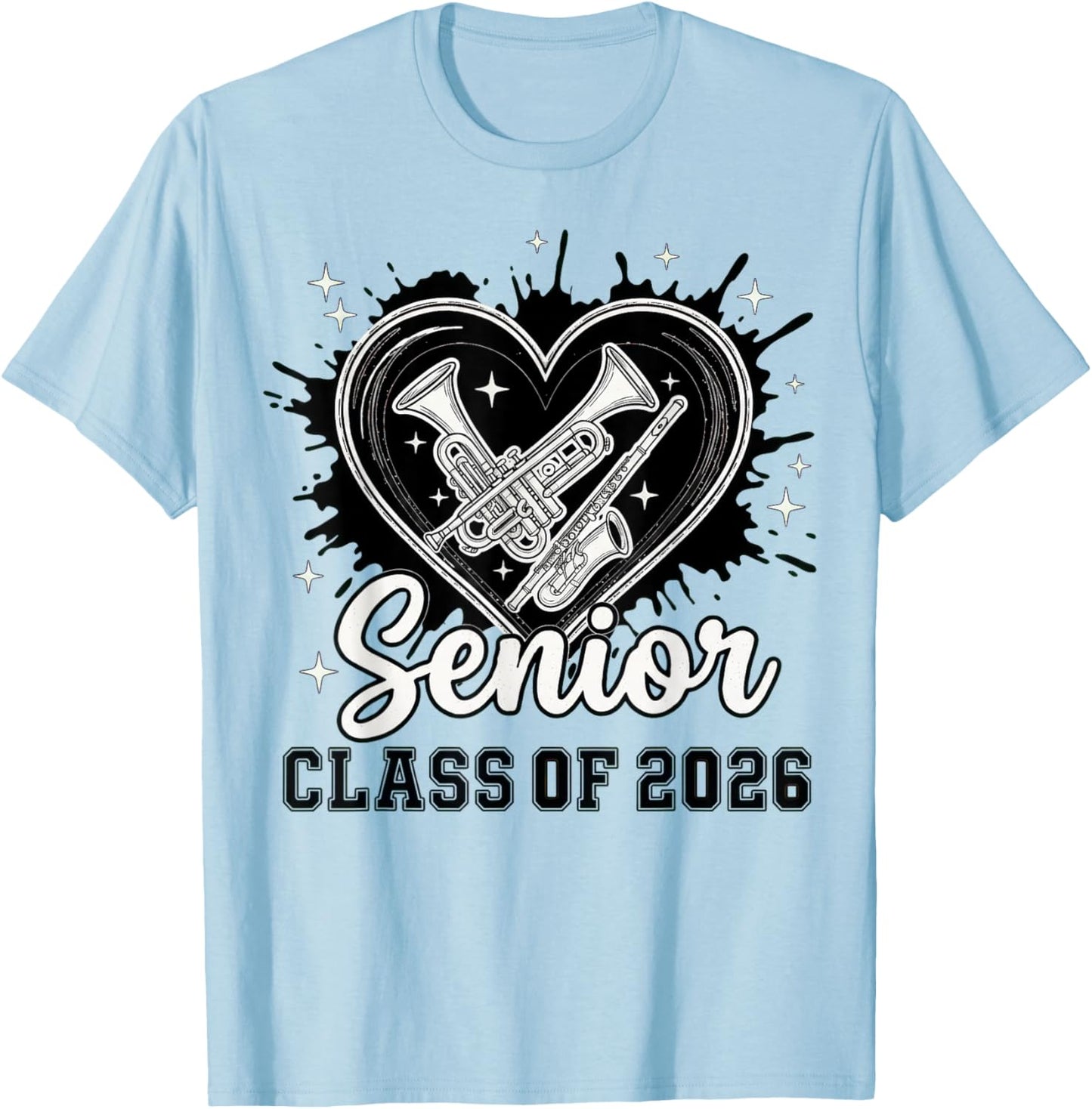 Senior Class of 2026 Concert Band Musician Graduation Heart T-Shirt - T-Shirt | Light Blue