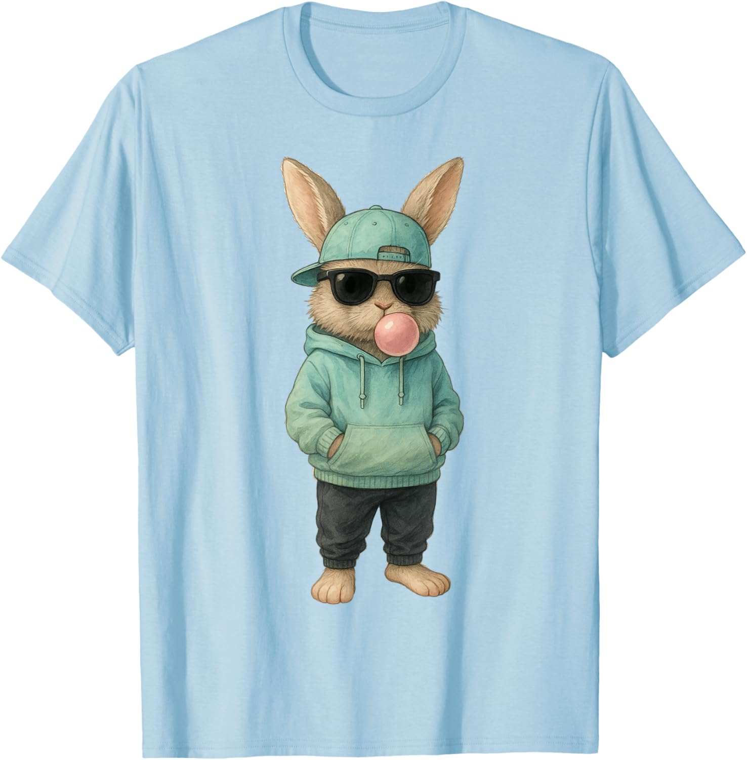 Happy Easter Day Bunny Sunglasses Cool Party Men Boys Kids T-Shirt - T-Shirt | Light Blue