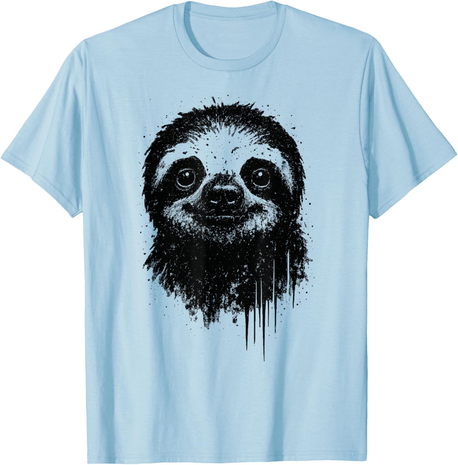 Sloth Ink Art Grunge Jungle Wildlife Portrait Lazy Animal T-Shirt - T-Shirt | Light Blue
