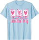 Valentines Day Preppy Hearts Coquette Bow Women Girls T-Shirt - T-Shirt | Light Blue
