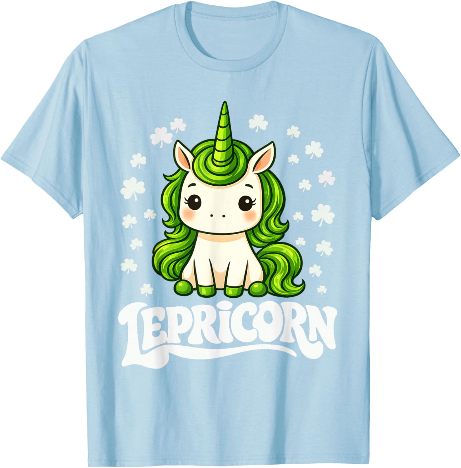St Patricks Day Unicorn Cute Saint Pattys Girls Lepricorn T-Shirt - T-Shirt | Light Blue