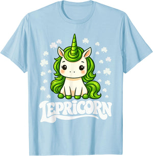 St Patricks Day Unicorn Cute Saint Pattys Girls Lepricorn T-Shirt - T-Shirt | Light Blue