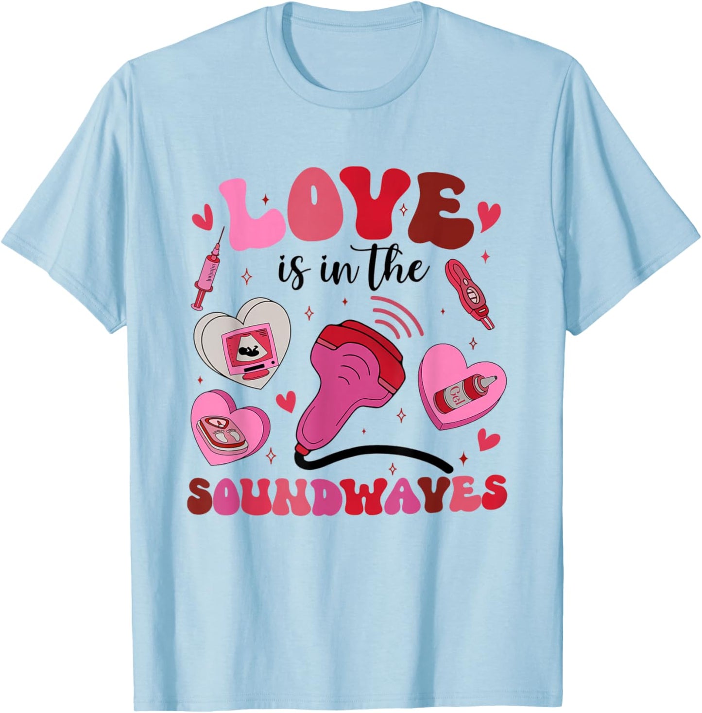 Retro Ultrasound Technologist Valentine Sonographer RDMS T-Shirt - T-Shirt | Light Blue