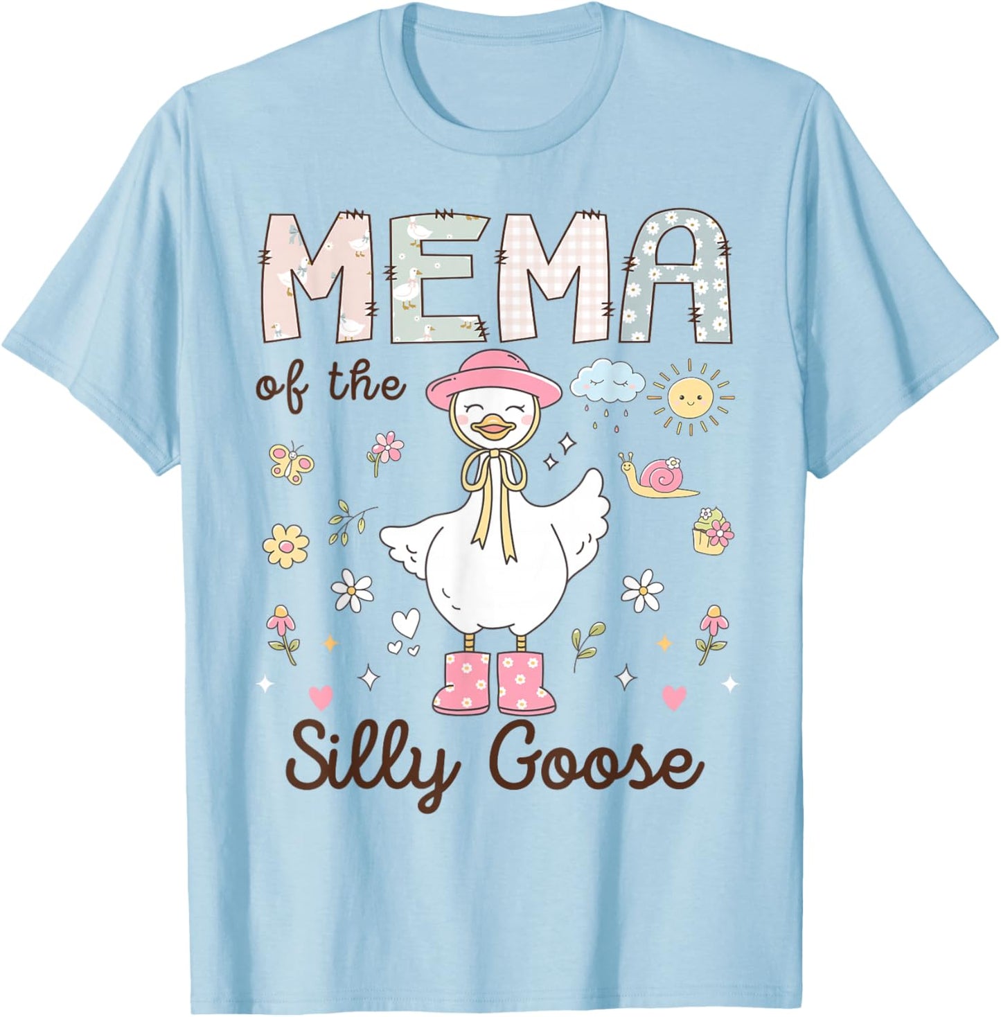 Mema of The Silly Goose First Birthday Girl Family T-Shirt - T-Shirt | Light Blue