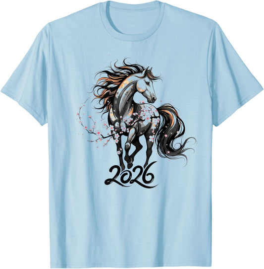 Year of The Horse 2026 Lunar New Year Chinese Gift T-Shirt - T-Shirt | Light Blue