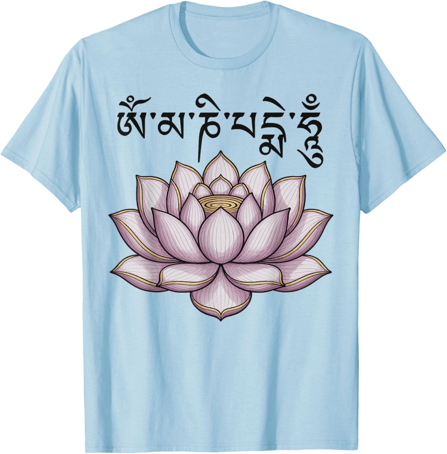Meditation Om Mani Padme Hum Mantra Spiritual Chakra T-Shirt - T-Shirt | Light Blue