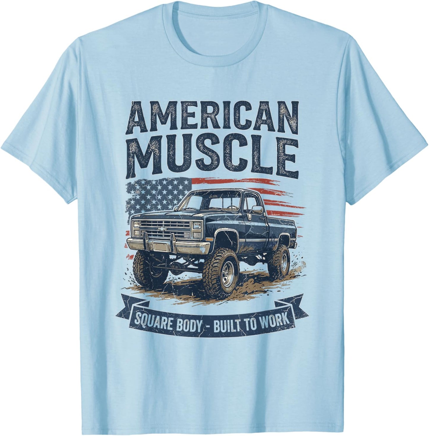 American Muscle Square Body Built to Work T-Shirt - T-Shirt | Light Blue