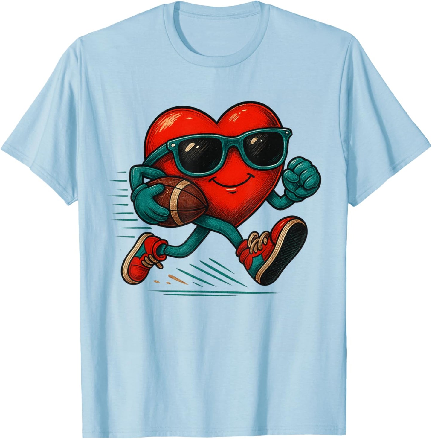 Valentines Day Football Funny Red Heart Love Boys Kids T-Shirt - T-Shirt | Light Blue