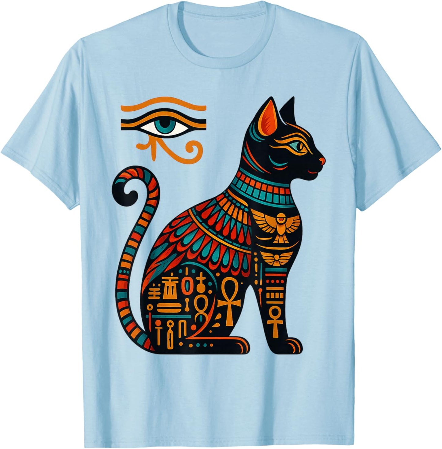 Bastet Goddess Cat Egyptian Eye of Horus Egypt Mythology T-Shirt - T-Shirt | Light Blue