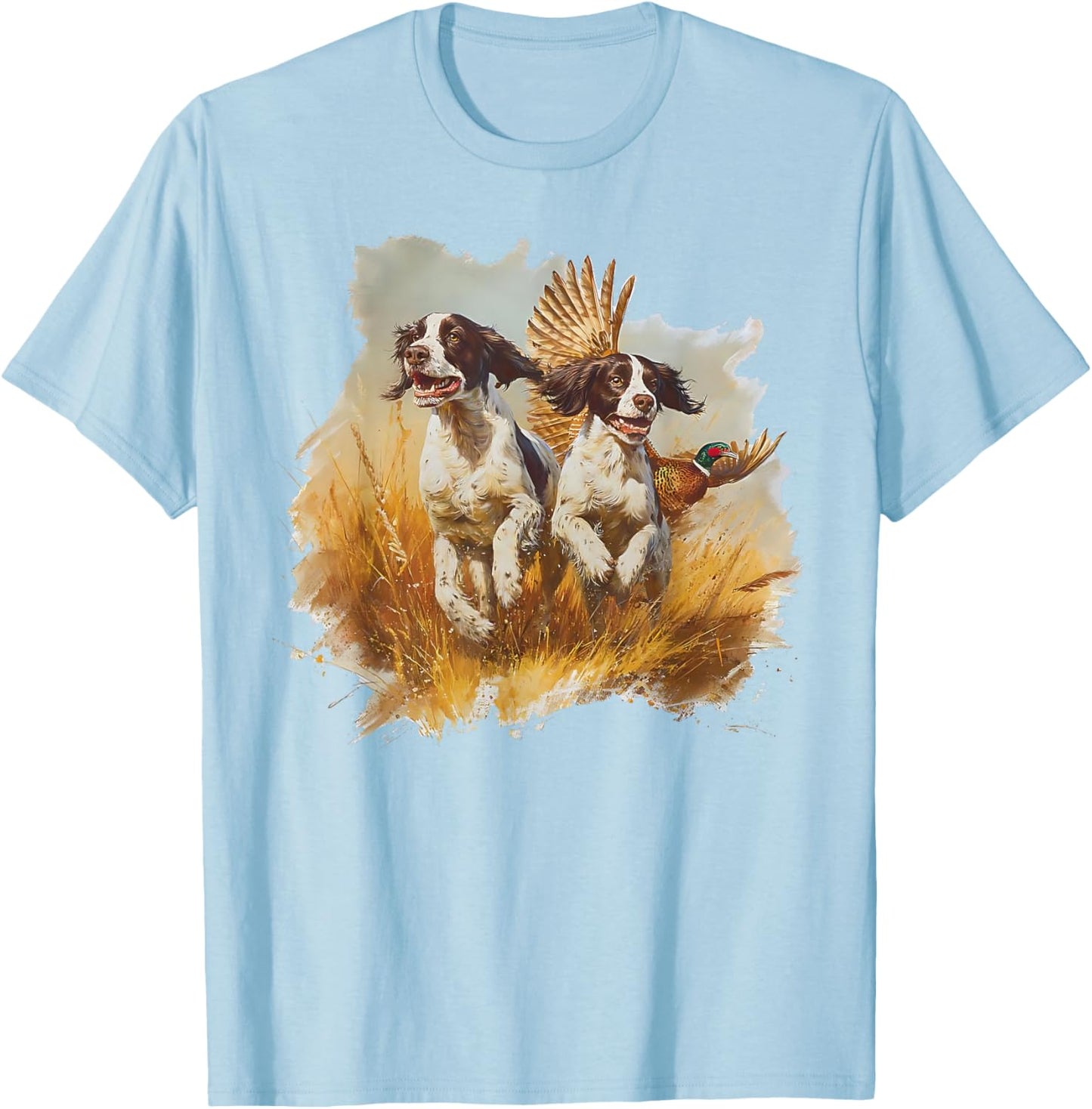 Vintage Springer Spaniel Hunting Dog Mallard Ducks Hunter T-Shirt - T-Shirt | Light Blue