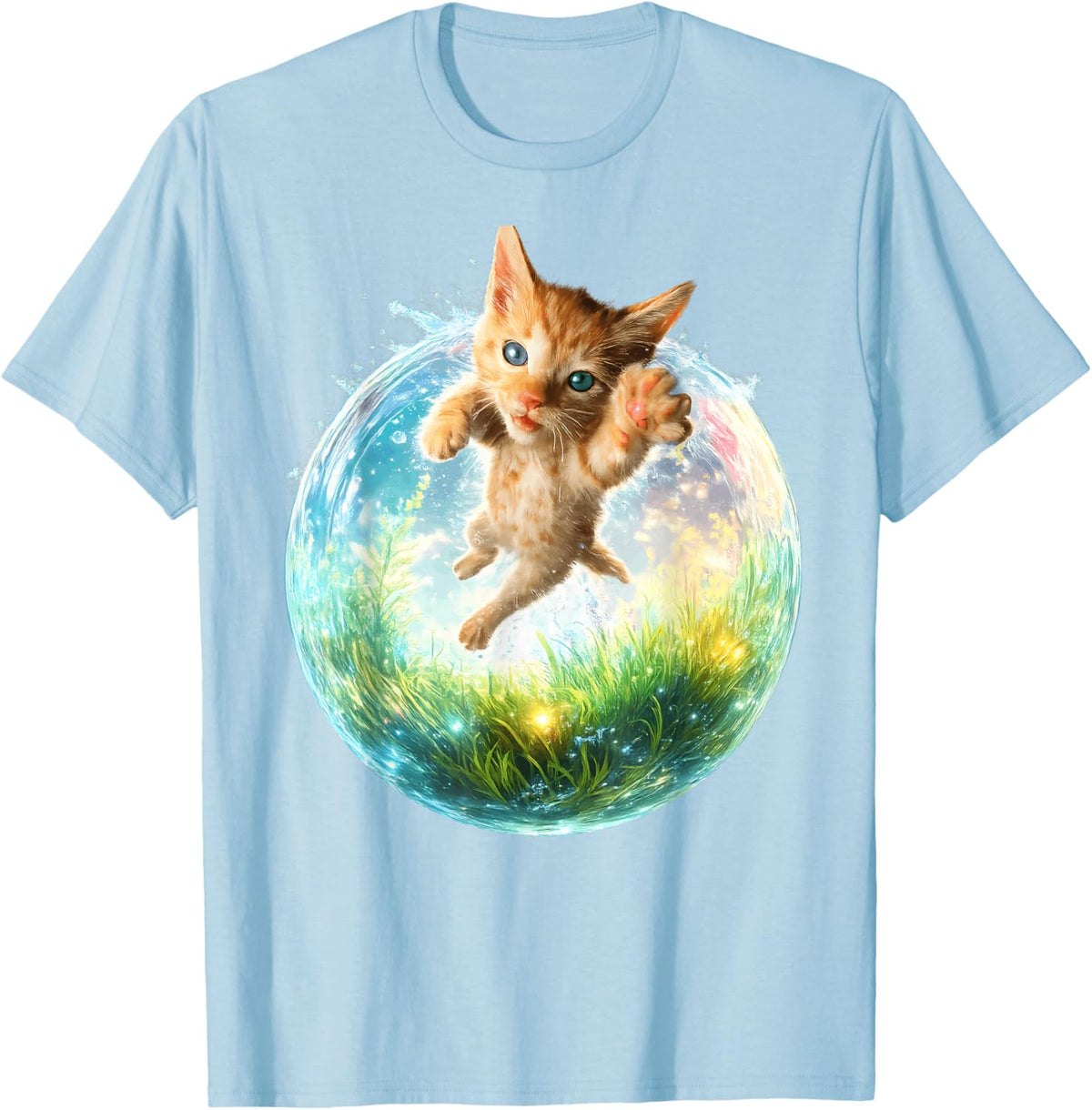 Frutiger Aero Cat T-Shirt - T-Shirt | Light Blue