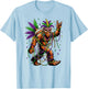 Mardi Gras Bigfoot Beads Necklace King Cake Mask Feathers T-Shirt - T-Shirt | Light Blue