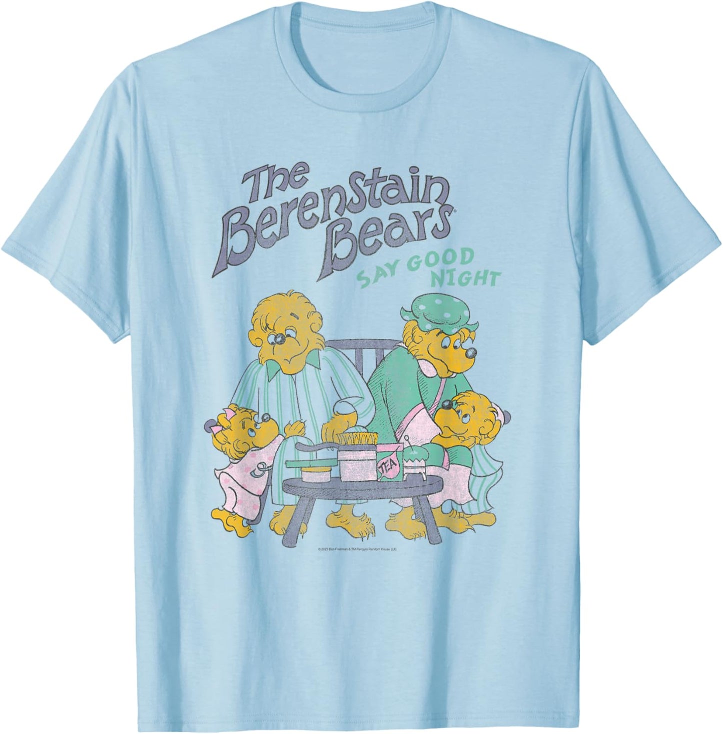 The Berenstain Bears Say Good Night Family Vintage Book T-Shirt - T-Shirt | Light Blue