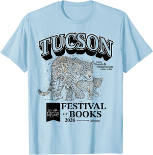 Tucson Festival of Book | Merch | TFOB 2026 | Critter Jaguar T-Shirt - T-Shirt | Light Blue