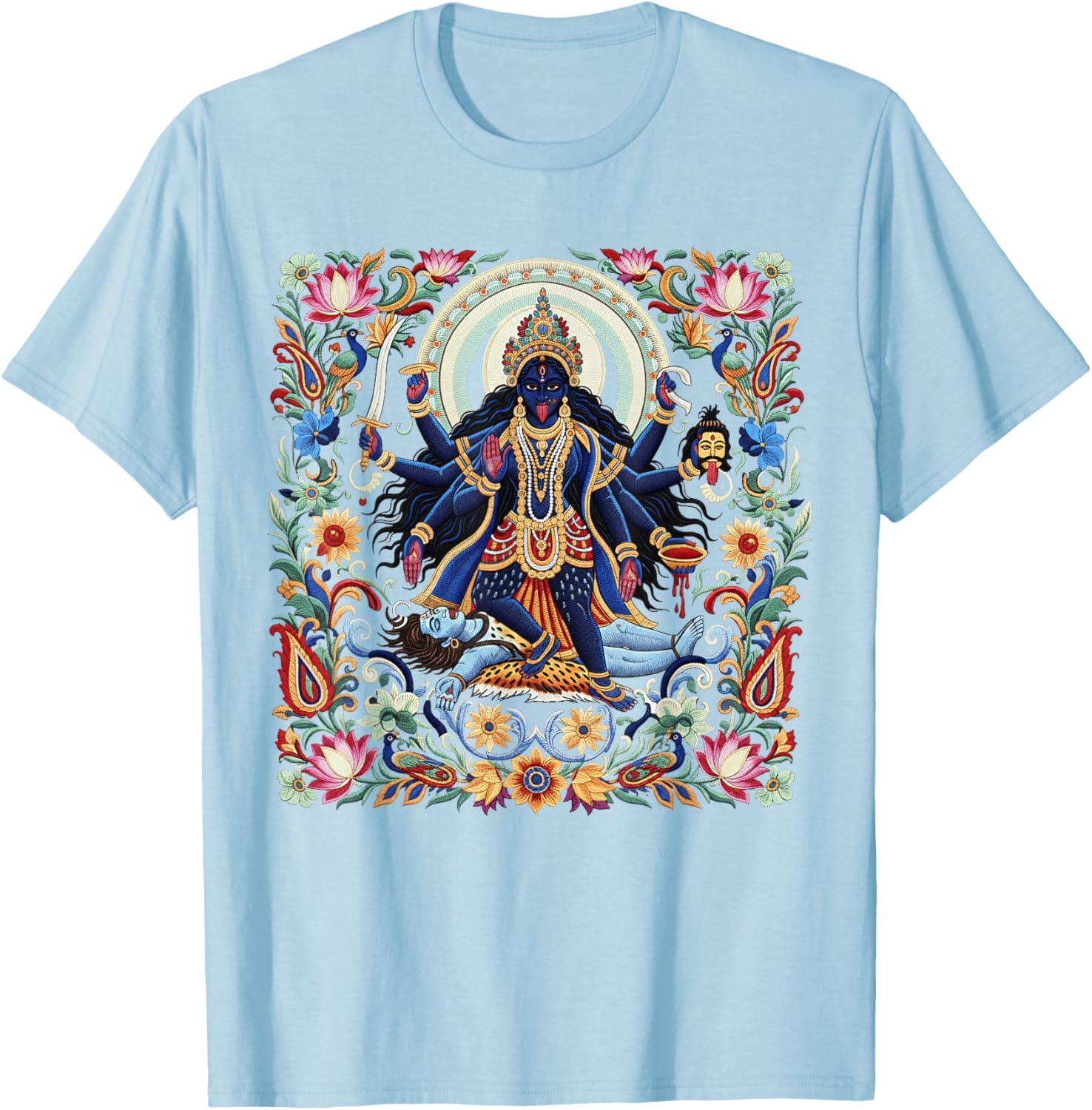 Maa Kali Mahakali Goddess Hindu Spiritual Hinduism Indian T-Shirt - T-Shirt | Light Blue