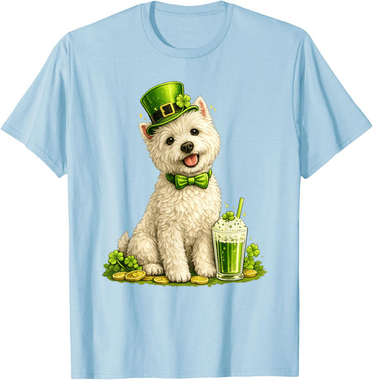 St Patricks Day West Highland Terrier Dog, Cute Westie T-Shirt - T-Shirt | Light Blue