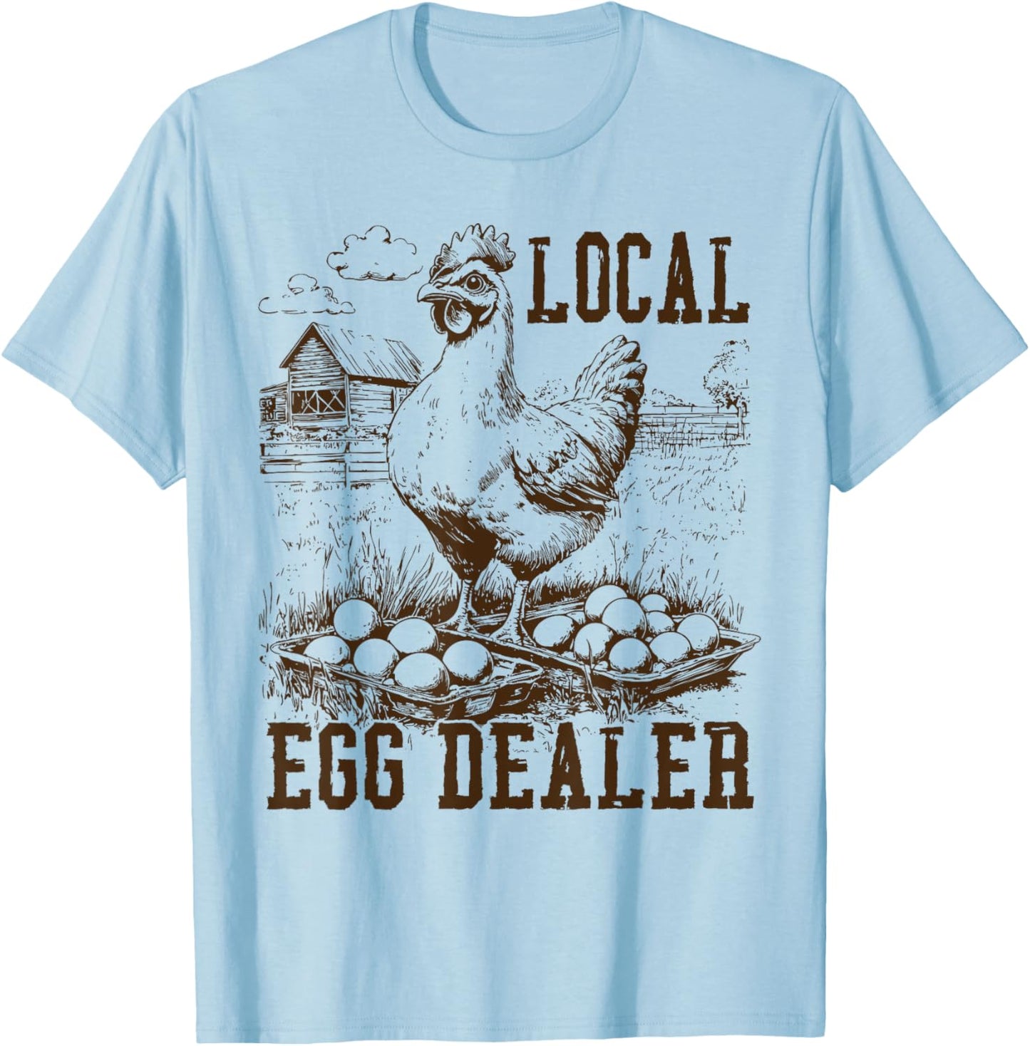 Local Egg Dealer Chicken Lady Lover Easter Retro Trendy T-Shirt - T-Shirt | Light Blue