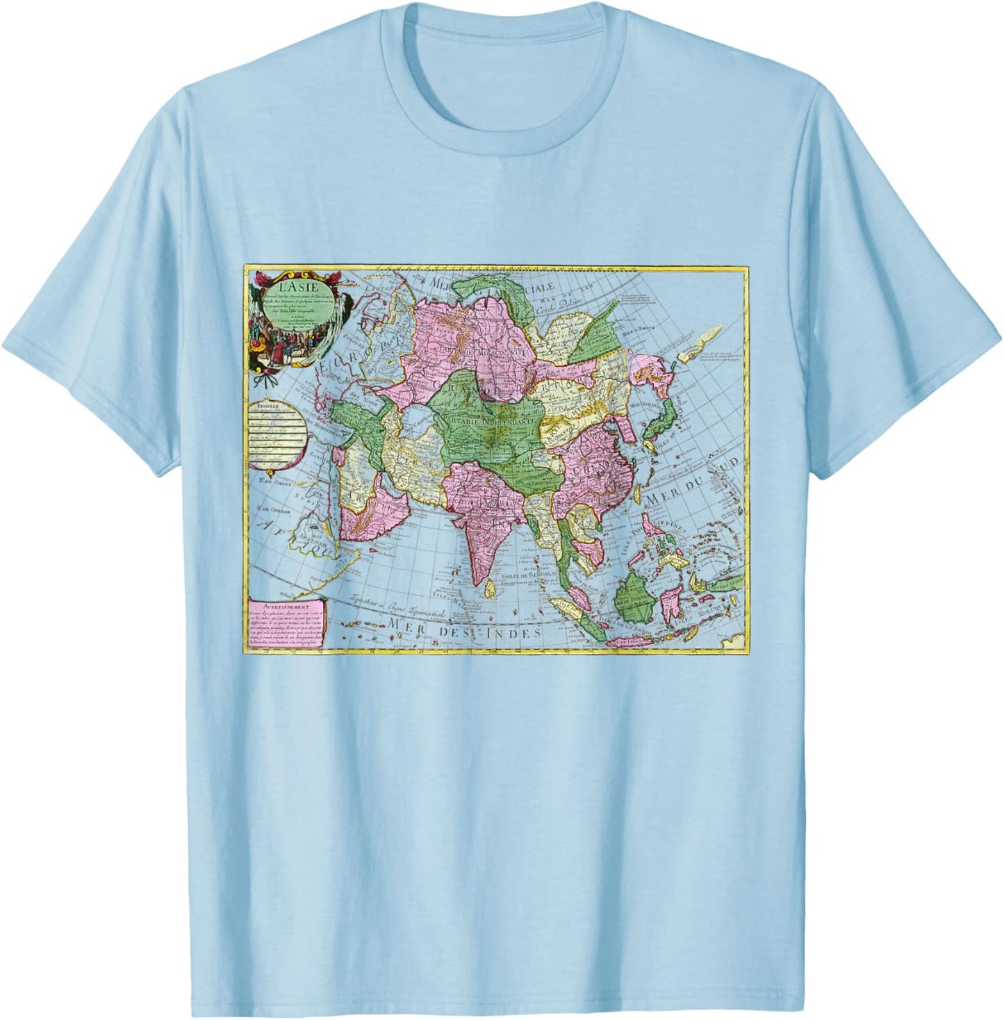 Tartaria Vintage Map T-Shirt - T-Shirt | Light Blue