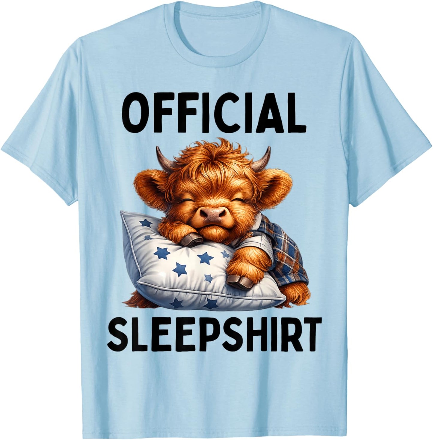 Scottish Highland Cow Official Sleepshirt Pajamas Nightgown T-Shirt - T-Shirt | Light Blue