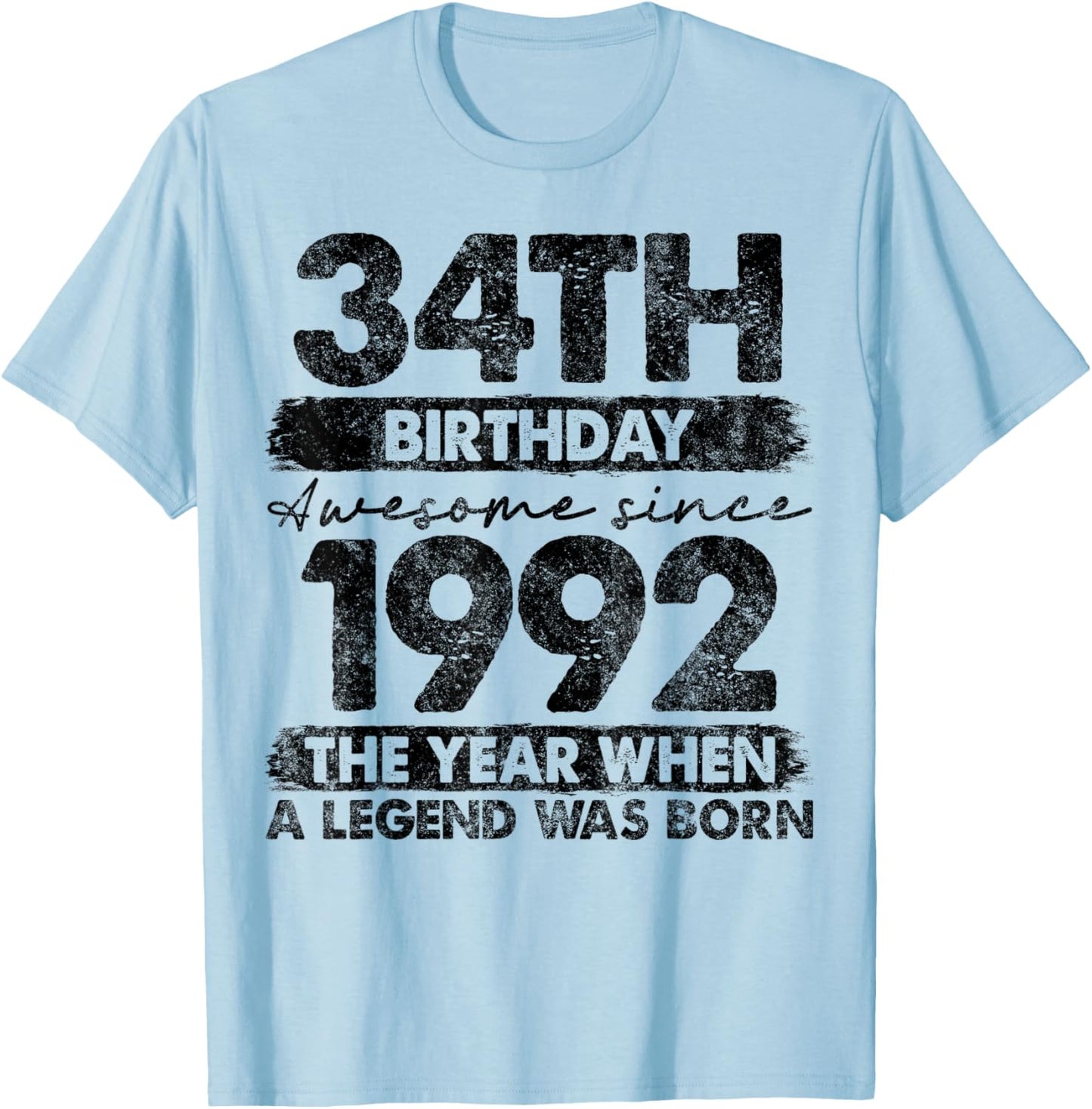 34 Year Old Gifts Vintage 1992 Limited Edition 34th Birthday T-Shirt - T-Shirt | Light Blue