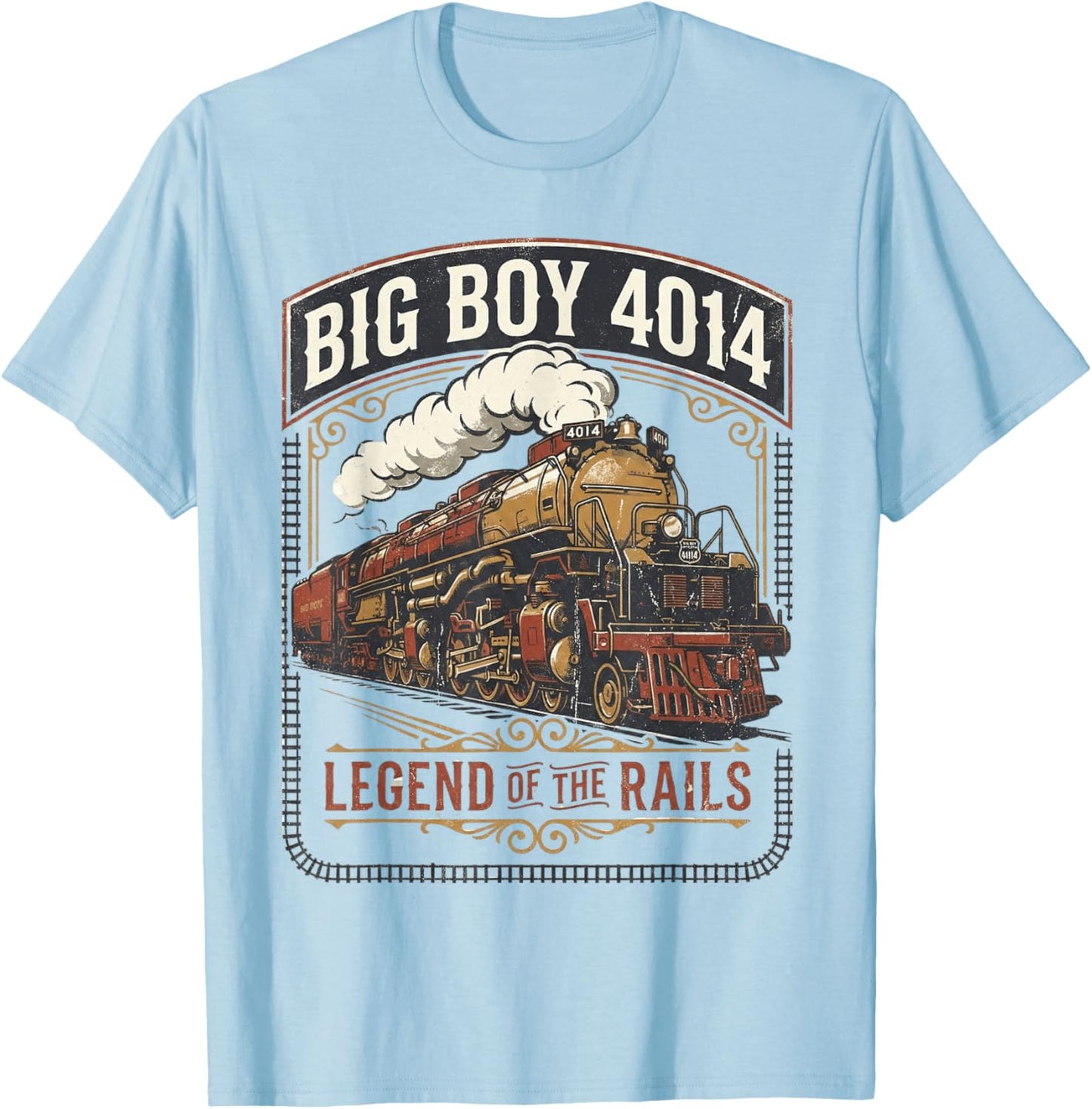 Big Boy 4014 Steam Engine Locomotive Train Vintage Railroad T-Shirt - T-Shirt | Light Blue