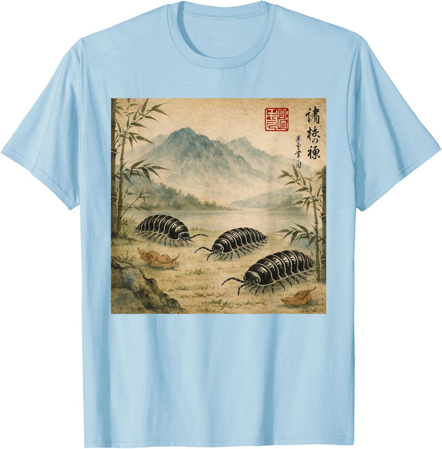 Isopod Lover Japanese Art Pill Bug Rolly Polly Entomology T-Shirt - T-Shirt | Light Blue