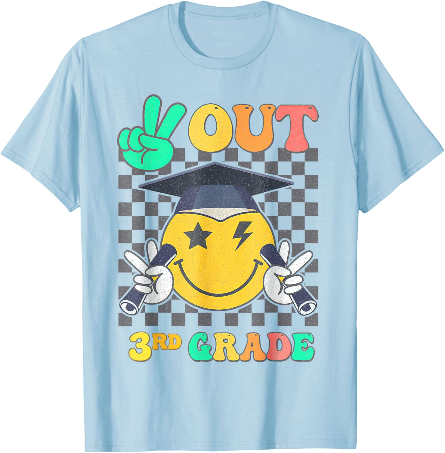 Peace Out 3rd Grade Graduation Last Day School T-Shirt - T-Shirt | Light Blue