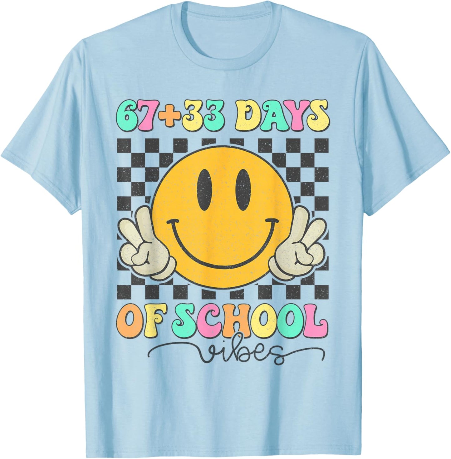 67 33 Days of School Vibes Cute 100th Day of School Girl Kid T-Shirt - T-Shirt | Light Blue