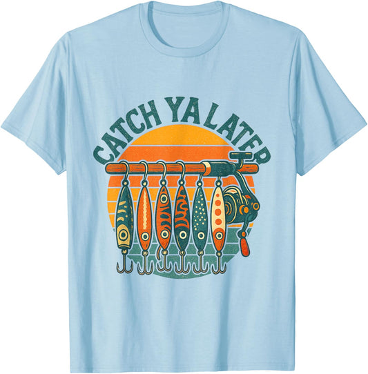Catch Ya Later Fishing Fisherman Dad Kids Boys T-Shirt - T-Shirt | Light Blue