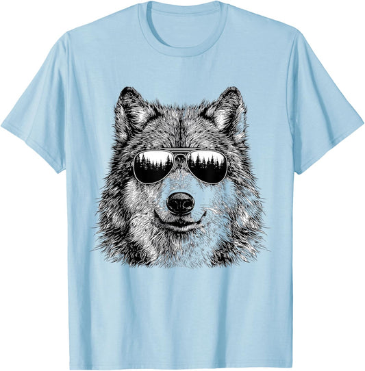 Funny Wolf Cool Rock and Roll Graphic Wolf Lover Gifts T-Shirt - T-Shirt | Light Blue
