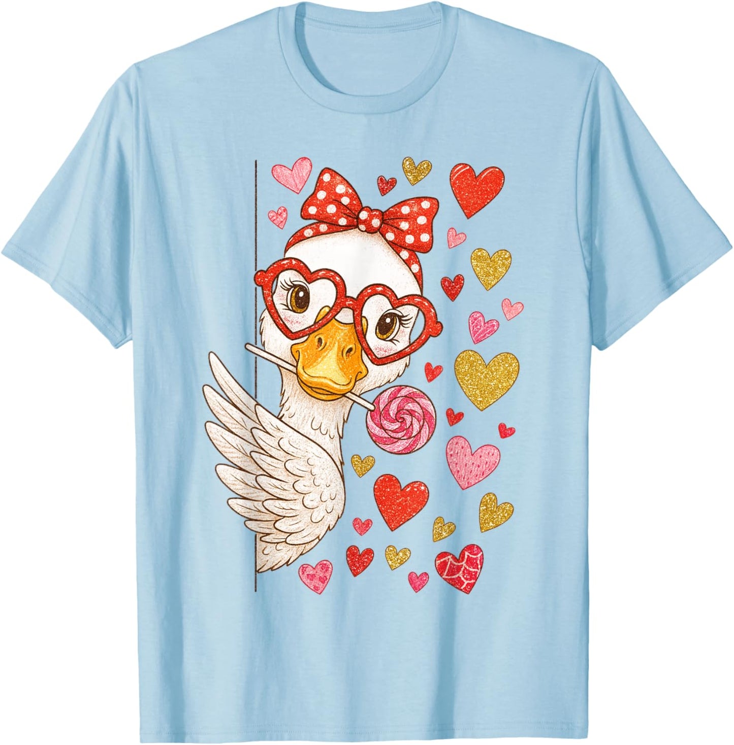 Cute Valentine Goose Coquette Funny Silly Goose Women T-Shirt - T-Shirt | Light Blue