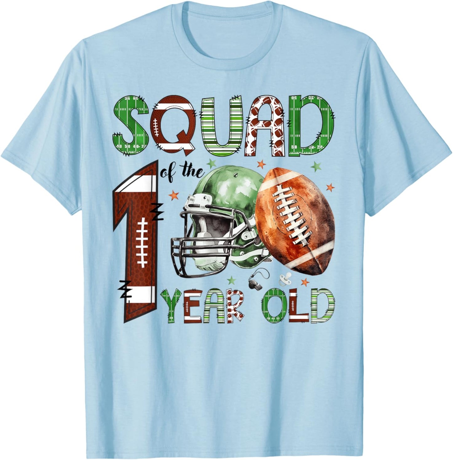 Squad of The 1 Year Old Football 1st Birthday Boy Party T-Shirt - T-Shirt | Light Blue