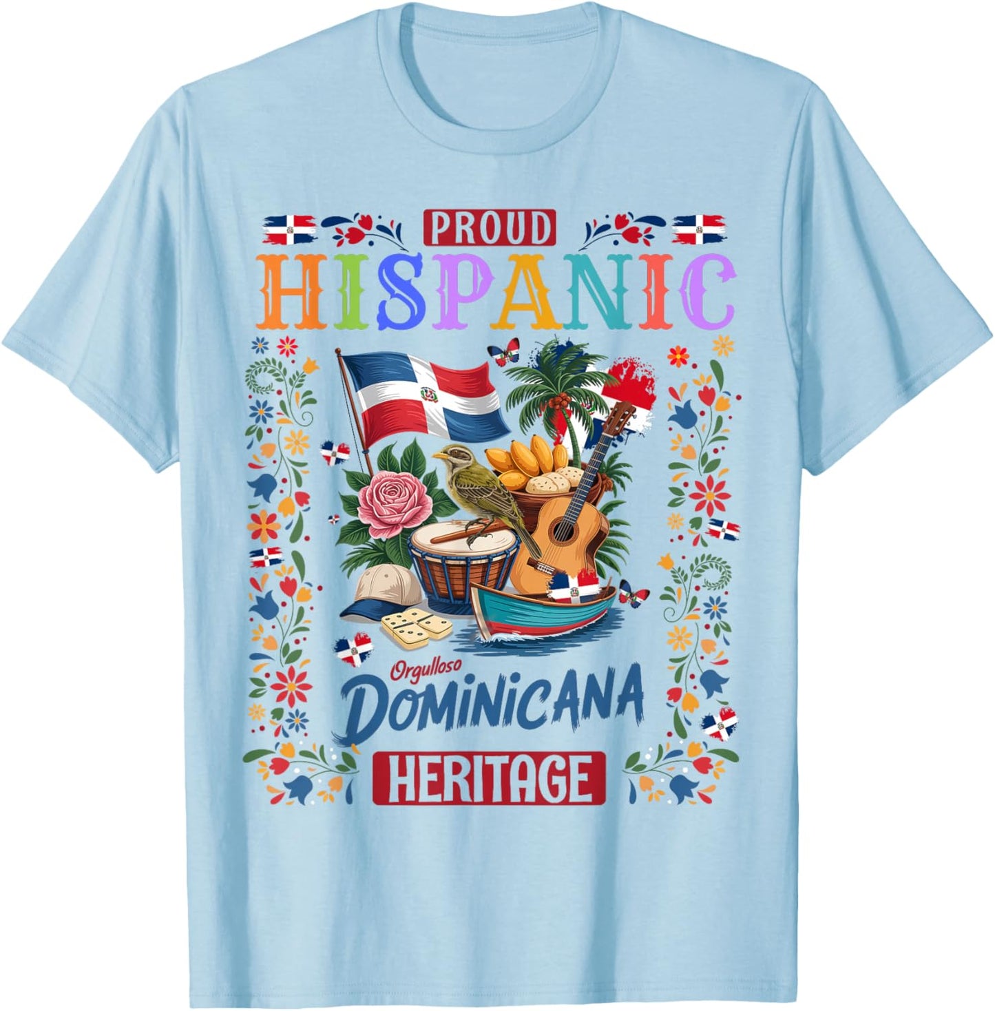 Dominican Republic Flag Culture Idea for Kids Dominicana T-Shirt - T-Shirt | Light Blue