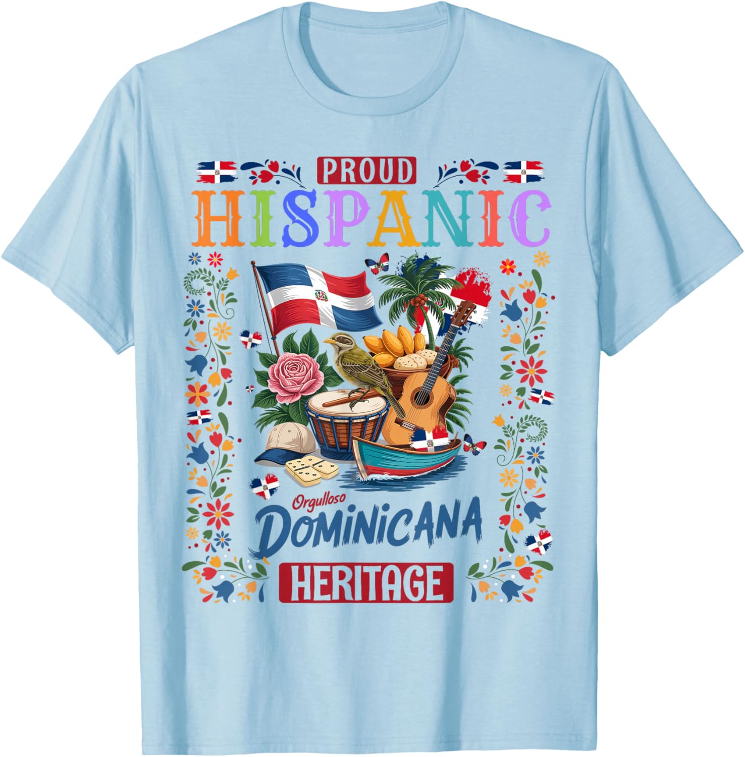 Dominican Republic Flag Culture Idea for Kids Dominicana T-Shirt - T-Shirt | Light Blue