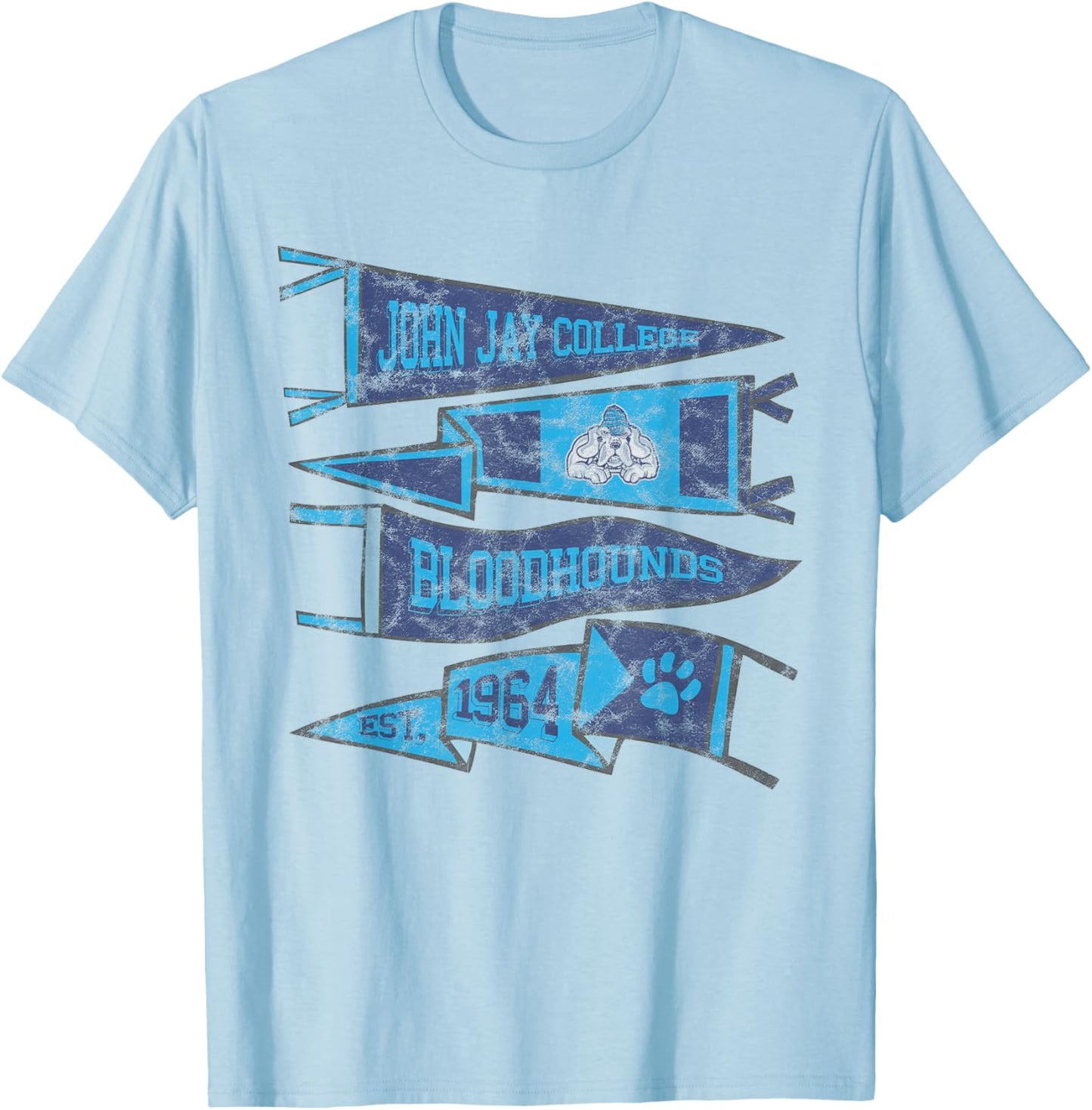 John Jay College of Criminal Justice Bloodhounds Pennants T-Shirt - T-Shirt | Light Blue