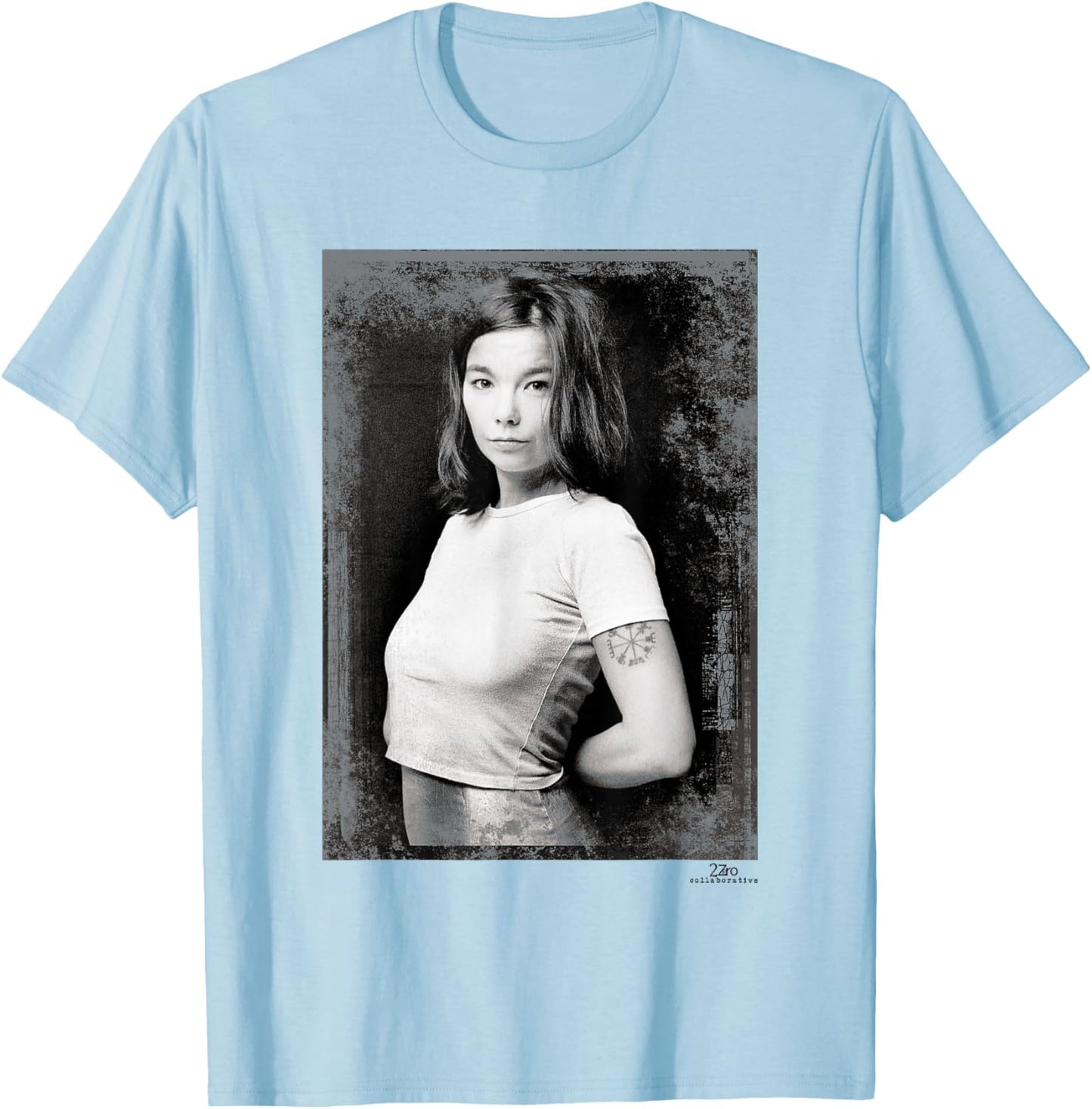 Bjork Debut Tour Era Portrait by Phil Nicholls T-Shirt - T-Shirt | Light Blue