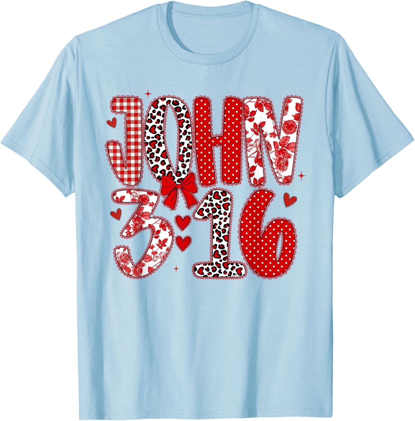 John 3 16 Religious Valentine's Day Christian T-Shirt - T-Shirt | Light Blue