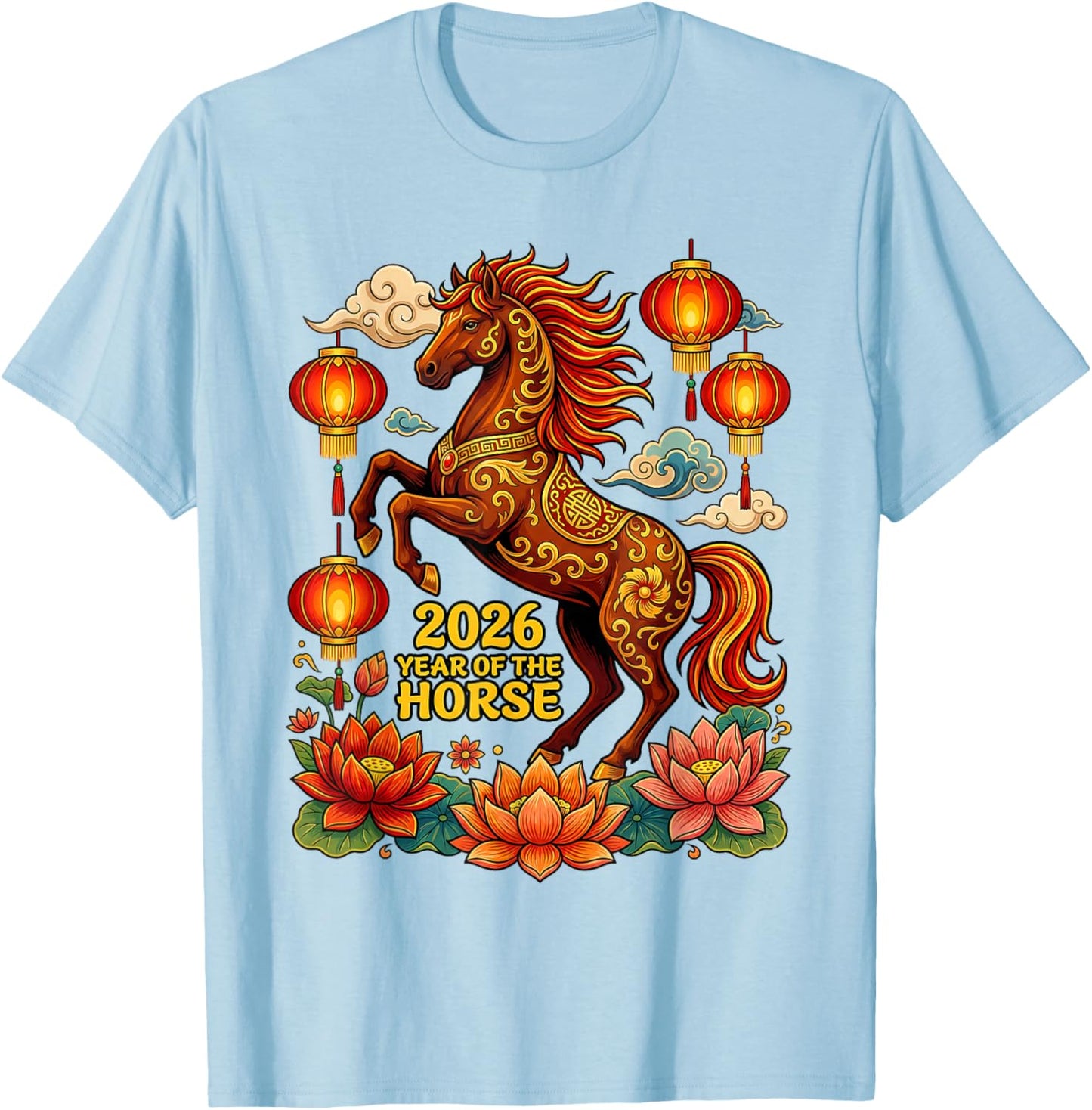 Lunar New Year Happy Chinese New Year of The Horse 2026 Kids T-Shirt - T-Shirt | Light Blue
