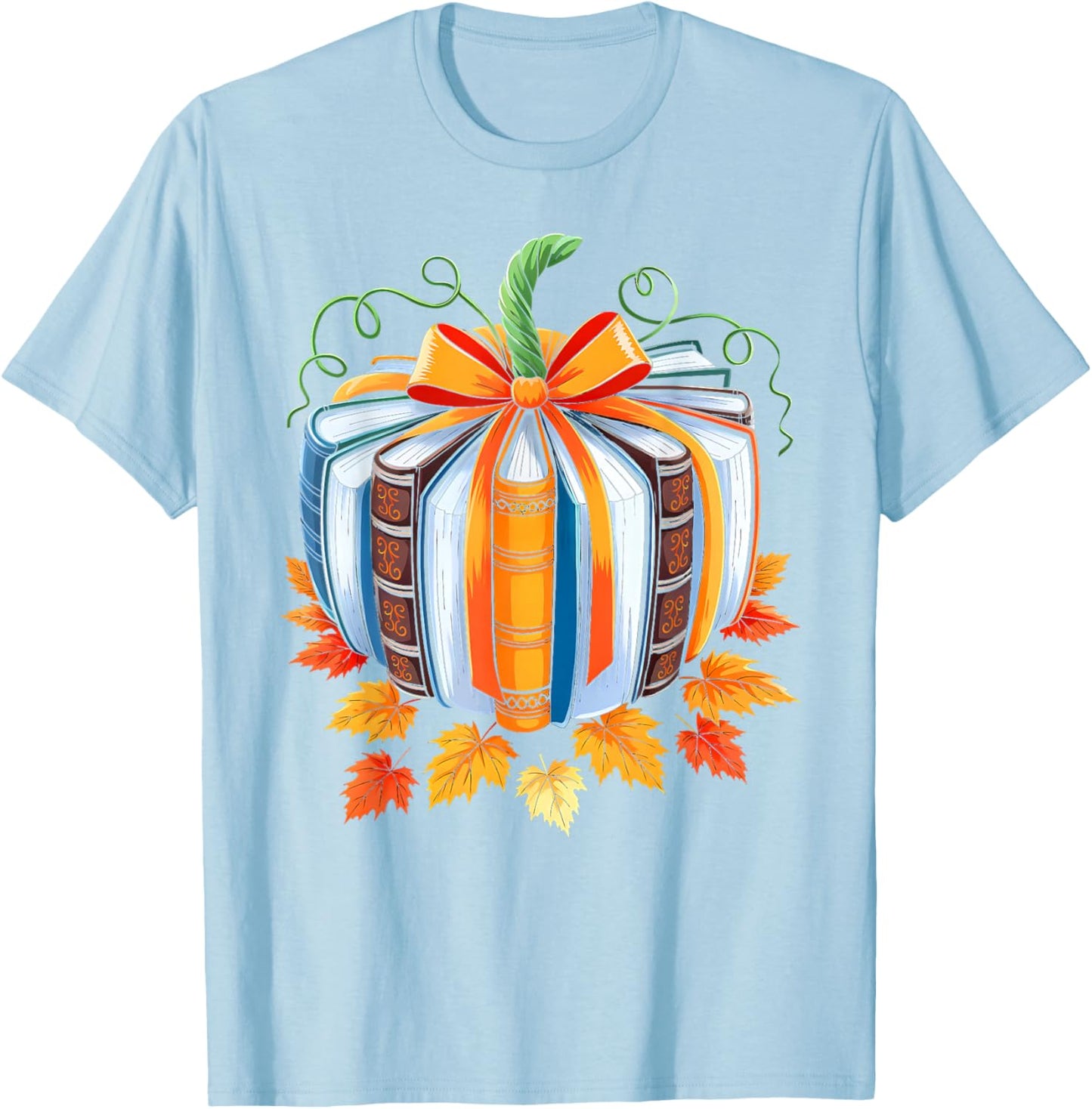 Fall Book Shirt Pumpkin Season Teacher Halloween Costume T-Shirt - T-Shirt | Light Blue
