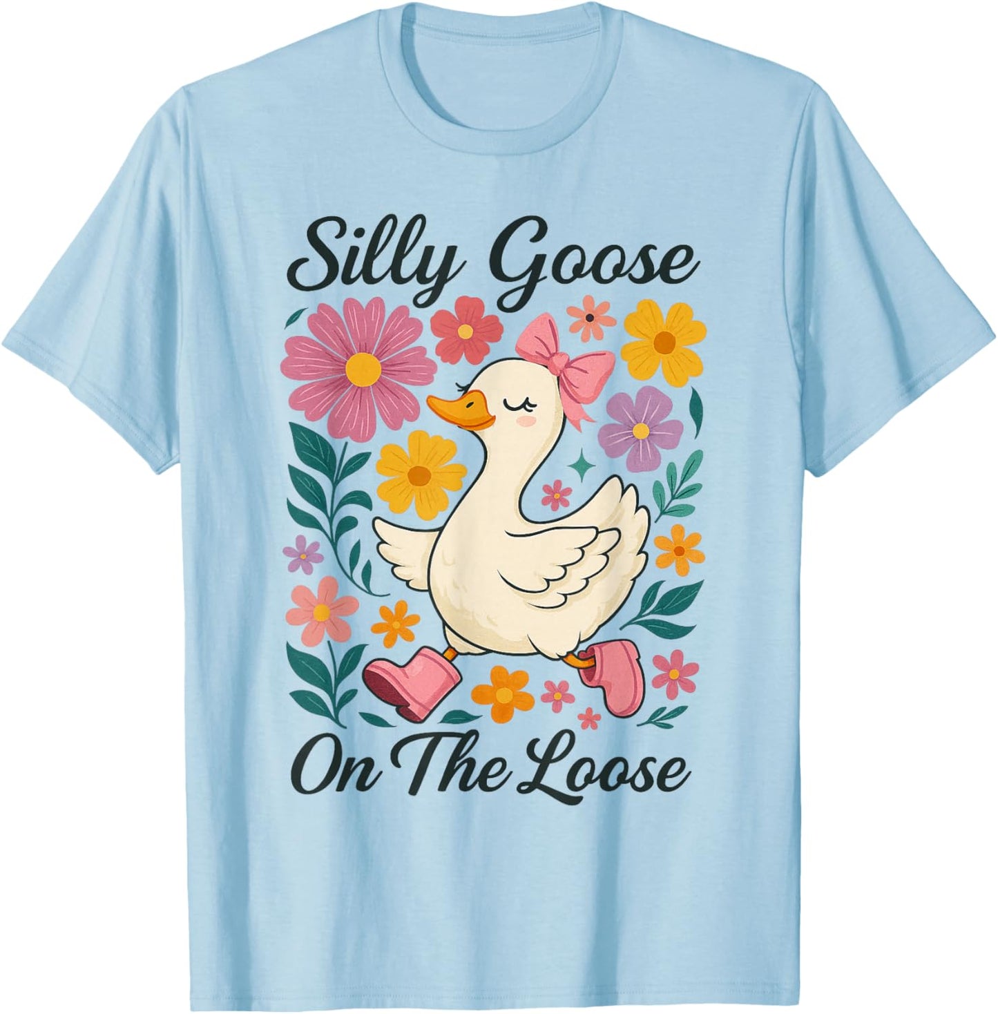 Funny Silly Goose On The Loose Silly Goose Girl Kids T-Shirt - T-Shirt | Light Blue