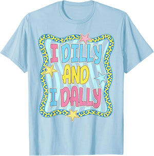 Preppy I Dilly and I Dally Leopard Coquette for Girls Women T-Shirt - T-Shirt | Light Blue
